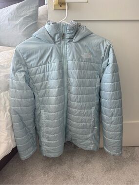 The North Face blue quilted puffer